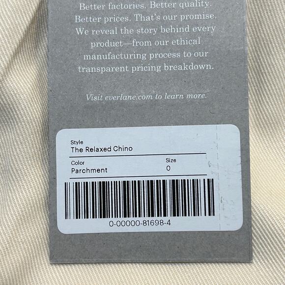 Everlane The Tencel Relaxed Chino Pants Parchment High Rise Women 0 NWT - Picture 11 of 11